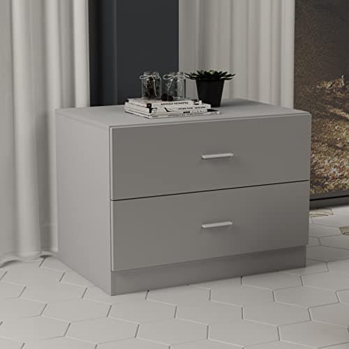 Image of URBNLIVING Orlando 2 Drawer Wooden Kids Bedroom Chest Cabinet Modern Storage Cupboard Wide (Grey)
