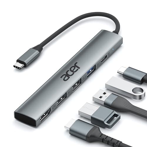 Image of acer USB C Hub HDMI 4K, Aluminum 5-in-1 USB-C Multiport Adapter with 3 x USB-A Ports, 100W Power Delivery, Type-C Splitter Compatible with acer Laptop, Tablet, MacBook M3/M2, XPS, iPad Pro, etc