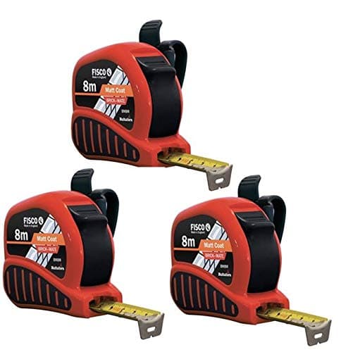 Image of 3 x Fisco 8m Brickmate Tape Measure 25mm Brick Breeze Block Builders FSCBMC08