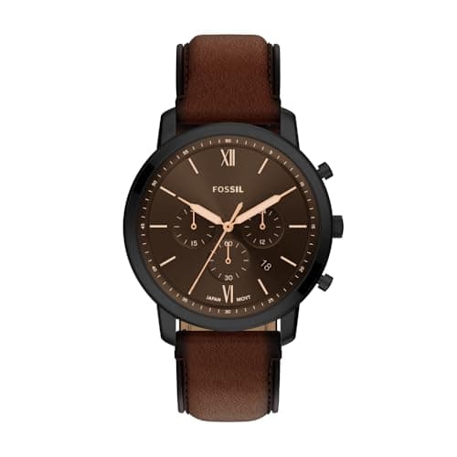 Image of Fossil Neutra Watch for Men, Quartz Chronograph Movement with Leather Strap,Dark Brown