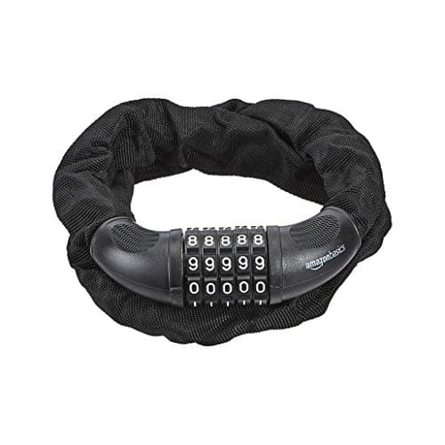 Image of Amazon Basics 5-Digit Bike Electronic Combination Lock Chain Cable, 97.2 cm, 1-Pack - Black