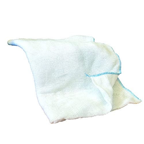 Image of Ramon Hygiene 10 Large White Dishcloths, Blue Overlock, 30 x 40 cm, Durable, Super Absorbent, Machine Washable, General Soft Cleaning Cloths