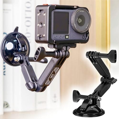 Image of JJC Suction Cup Mount for Hero 13 12 11 10,Foldable Car Dash Cam Mount for DJI Osmo Action 6 5 Pro 4 3,Detachable Windshield Action Camera Holder with Extension Arm Adapter for Insta 360 Ace Pro 2