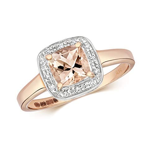 Image of EDS Jewels Exquisite 9ct Rose Gold Ladies Diamond Solitaire Ring Brilliant Cut H - PK with Morganite WJS28412RSQ