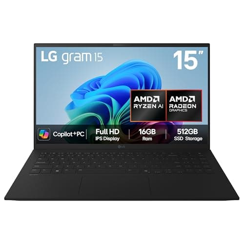 Image of LG gram 15Z80T (Excl.)- 15.6 inch FHD IPS Ultra-Lightweight Laptop, AMD Ryzen AI 7 350, AMD Radeon 860M GPU - 50 TOPS NPU, 16GB RAM, 512GB SSD, Copilot +PC, Windows 11 Home, Black (2025)