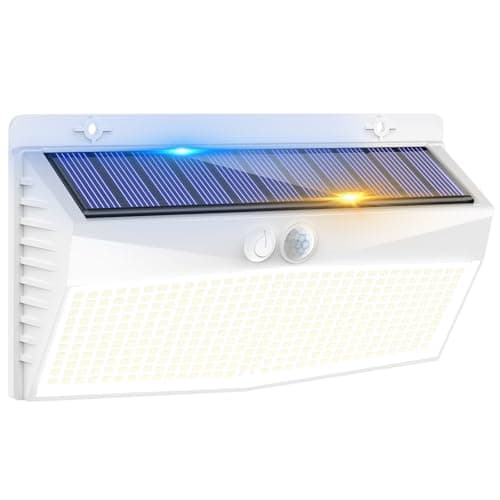 Image of Peasur Solar Lights Outdoor Garden, White Frame 368LED Super Bright Solar Security Lights Outdoor Motion Sensor with 3 Modes, Outdoor Lights Waterproof IP65