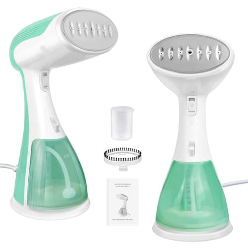 Image of 1500W Steamer Clothing Handheld with Stainless Steel Panel,300ml Water Tank,Portable Clothes Steamer, up to 27g/min, Ready to Use in 30s, Garment Fabric Shirt Wrinkles Remover, for Home, Travel, Green