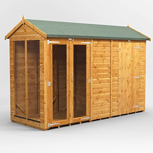 Image of Powersheds High Grade Premium Apex Summer House Combined with 4 ft Storage Wooden Shed with Security Features, Door & Window Flexibility, made from Extra Thick Timber