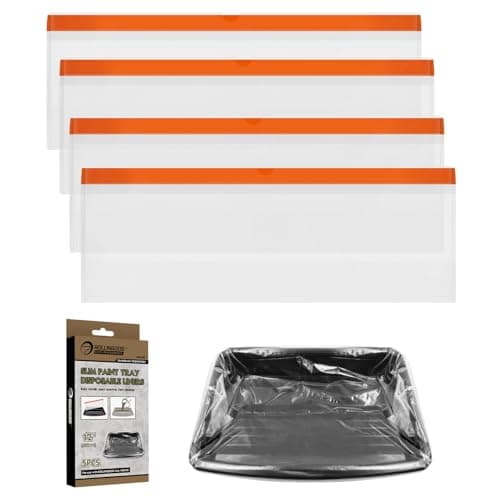 Image of ROLLINGDOG 12 Inch Paint Tray Liners - 5 Pack for Tray Drawstring Closure Easy Cleanup Heavy Duty LDPE Material