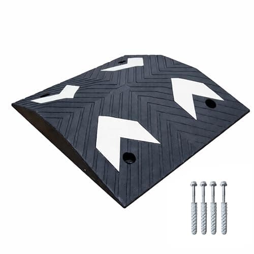 Image of Berry Reflective Speed Ramp Black Mid Section 500x550x75 MM | Heavy-Duty 12.75 KG Non-Slip PVC Speed Bump with Reflective Strips | Modular Speed Breaker for Driveways, School Zones & Parking Areas