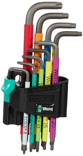 Image of Wera 967 SPKL / 9 Torx BO Multicolour L-key set, BlackLaser, 9 pieces