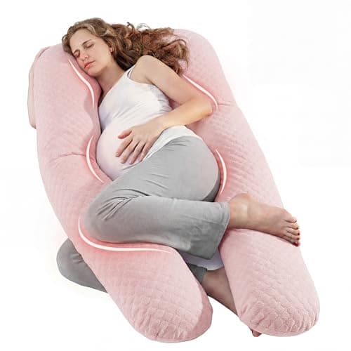 Image of Nuliie Pregnancy Pillow for Sleeping, U Shaped Full Body Pillow with Washable AirFlow Fabric Cover, Maternity Pillow Support for Back, Hips, Legs for Pregnant Women (Breathable Light Pink)