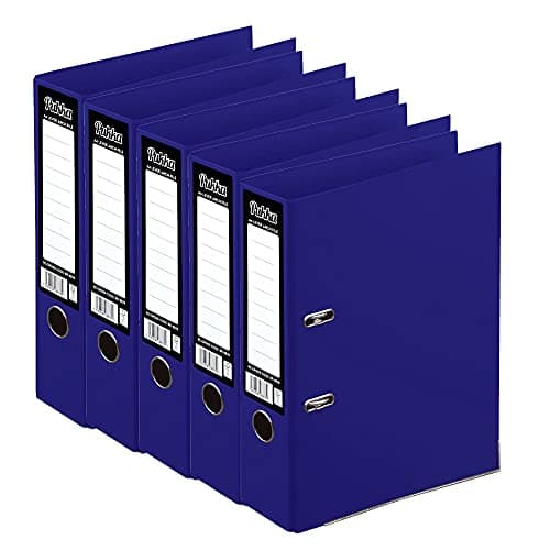 Image of 5 x Pukka A4 Glossy 2-Ring Lever Arch File School Work Office 75mm Spine File Organiser (Navy)