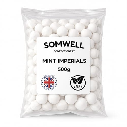 Image of Somwell - Mint Imperials 500g - Cheap Bulk Sweets - Classic Hard Mint Sweets with Peppermint Oil, Breath Freshener Mints - Made in the UK - Vegan Friendly
