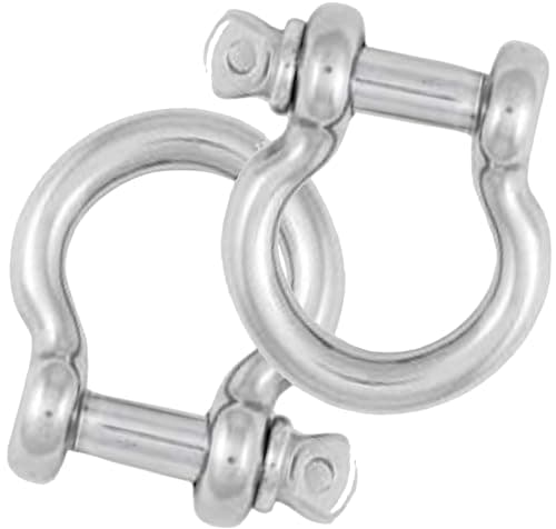 Image of 10mm Bow Shackles Stainless Steel A4-Marine Grade (316) - for connecting Ropes, Anchors and Chains (Pack of 2)