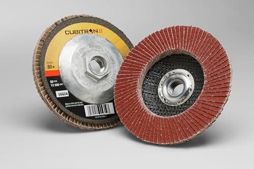 Image of 3M Cubitron II Flap Disc 967A - 80+ Grit Ceramic Precision Shaped Grain - Type 27 Quick Change Angle Grinder Disc - 4.5" x 5/8-11 Thread