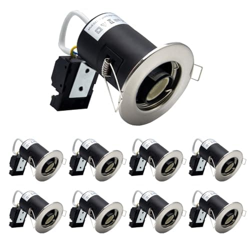 Image of Wondlumi 8X Fire Rated GU10 Downlights, IP20 Brushed Chrome LED Downlights Ceiling, Recessed Ceiling Lights Spotlight Fittings 240V for Bedroom, No Bulbs