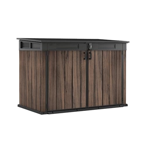 Image of Keter Signature Horizontal Shed – 2020L Premium Outdoor Storage - Rosewood | Weather‑Resistant Wood‑Effect Resin | Fits Bikes, Wheelie Bins & Garden Equipment | Lockable & Easy‑Access Design