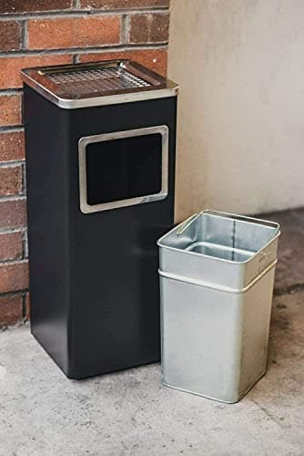 Image of PREMIER HOME HQ PREMIUM METAL STANDING ASHTRAY CIGARETTE RESTAURANT GARDEN PUB CLUB BIN OUTDOOR INDOOR STAINLESS STEEL (BLACK SQUARE)