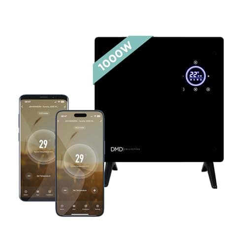 Image of DMD Collective - Wifi Enabled Smart Heater, Glass Panel Heater| Touch Screen Control, 5-50 Degree Temperature 24hr Timer | Free Standing and Wall Mounted (Brackets Supplied) (1000W)