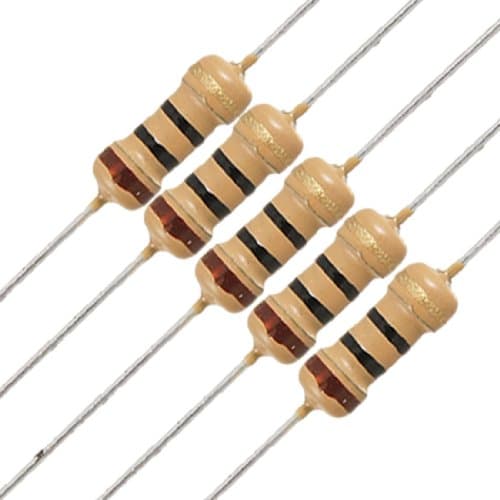 Image of 50 x 1/4W 250V 10 ohm Axial Lead Carbon Film Resistors