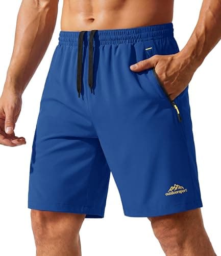 Image of TACVASEN Fitness Shorts Men Pocket Jogging Shorts Zip Pockets Tracksuit Bottoms Training Pants Jogger Comfortable Shorts Lounging Running Athletic Training Shorts Blue