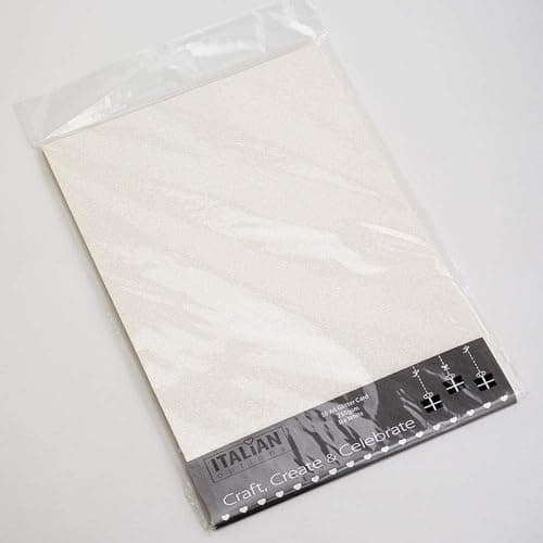 Image of Italian Options 250GSM Non Shed Glitter Card Craft Paper 10 Sheets, A4 Size, Ice White