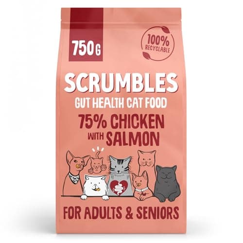 Image of Scrumbles All Natural Dry Cat Food With 75% Chicken and Fresh Salmon, High Protein Food for Adults And Seniors, 750 g