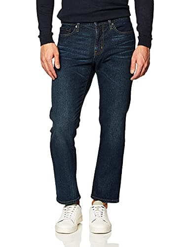 Image of Amazon Essentials Men's Straight-Fit Stretch Jean - Discontinued Colours, Dark Wash, 34W / 29L