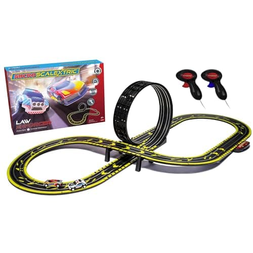 Image of Scalextric Micro Car Race Track Sets for Kids Age 4+ - Law Enforcer Racing Construction Set, Mains Powered Electric Car Track, Slot Cars Kids' Play Vehicles - Mini Racing Toys for Boys