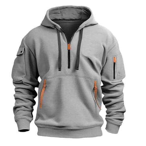 Image of Generisch Men's Spring Clothing for Leisure Outdoor Sweatshirt Men's with Zip, gray, S