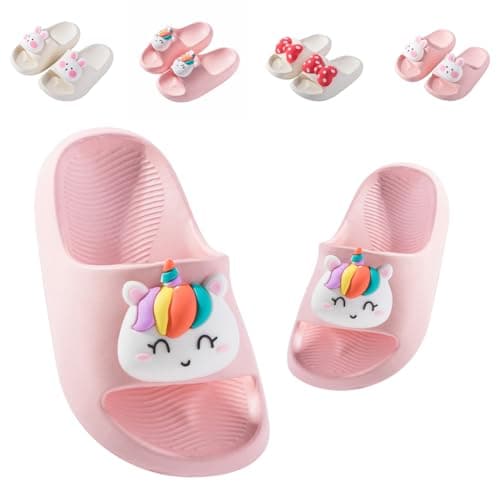 Image of Kids Sliders Toddler Summer Slippers for Boys Girls Beach Flip Flops Anti-Slip Pool Shower Slide Sandals for Children Pink Horse 762 Little Kid UK 11/11.5 (Label Size 200mm)