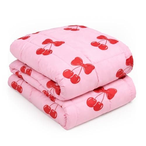 Image of OHS Weighted Blanket Adult Reversible Cherry Bow 3kg, Sleep Therapy Stress Anxiety Relief for Adults, Single - 100 x 150cm - (Disclaimer: Only suitable for age 3+years)