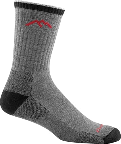 Image of Darn Tough Merino Wool Coolmax Micro Crew Cushion Sock - Men's Gray/Black Large by Darn Tough