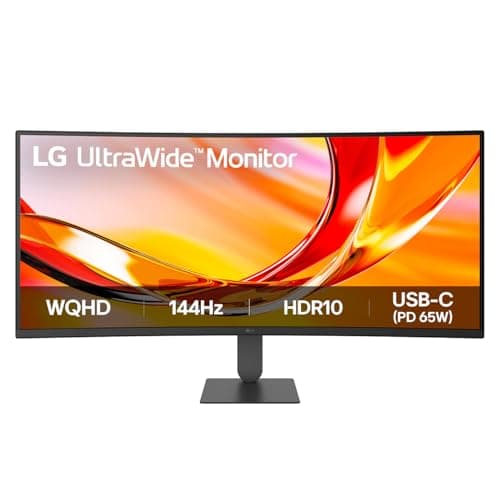 Image of LG UltraWide Curved PC Monitor 34U640B-B, 34 inch, 1440p VA, 144Hz, 5ms GtG, HDR10, FreeSync Premium, HAS display, Reader Mode & Flicker Safe,USB-C, DP 1.4, HDMI, Black
