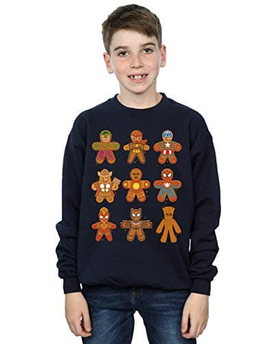 Image of Marvel Boys Avengers Christmas Gingerbread Sweatshirt Navy Blue 9-11 Years