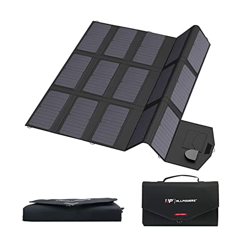 Image of ALLPOWERS Foldable Portable Solar Panel 100W (Dual 5v USB with 18v DC Output) Monocrystalline Solar Charger for Laptop Tablet Notebook Solar Generator 12v Car Boat RV Battery Camping Hiking Travel