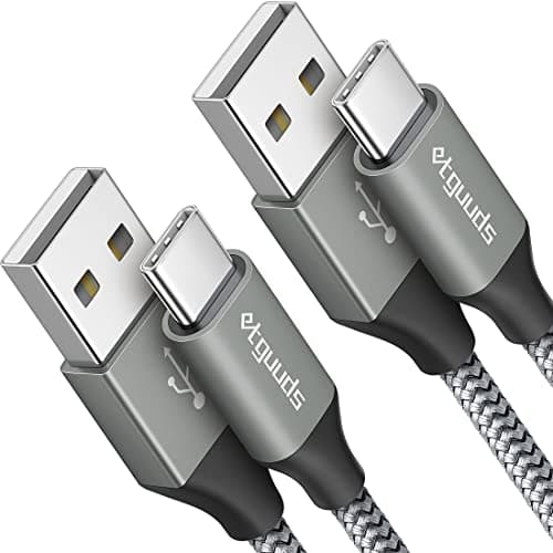 Image of etguuds USB C Charger Cable [1M 2-Pack], USB to USB C Cable 3A Fast Charging Type C Lead Braided for iPhone 17 16 15 Pro Samsung Galaxy S26 S25 S24 S23 S20 S10 S9 Note 20 A55 (Grey)