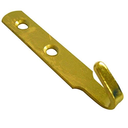 Image of J Shape Heavy Duty Picture / Mirror Hooks - 2 Hole Electro Brass Various Pack Sizes