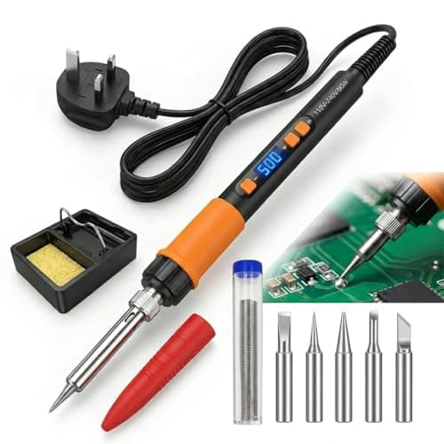 Image of Soldering Iron Kit 90W High Power Adjustable Temperature 180-500℃ Digital LED Screen Soldering Iron Kit with Stand Solder Wire 5 Solder Tips for Electronics Repair DIY & Hobby Projects