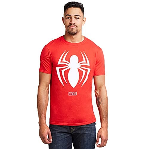 Image of Marvel Men's Spiderman Logo T Shirt, Cherry Red, XXL UK