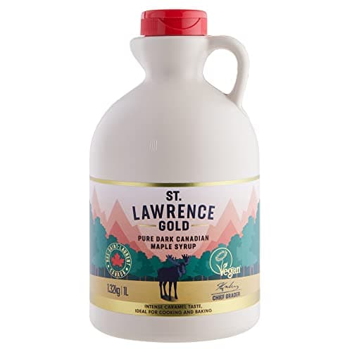 Image of St Lawrence Gold 100% Pure Canadian Maple Syrup 1L - Grade A, Dark Maple Syrup for Cooking, Marinating and Baking - Robust, Caramel Taste - Gluten Free, Vegan