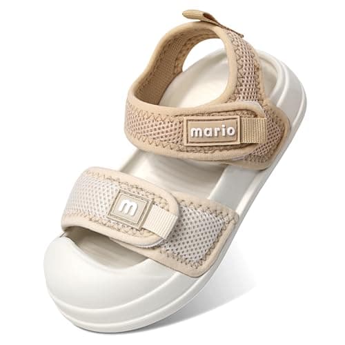 Image of MK MATT KEELY Boys Girls Sandals Kids Closed Toe Walking Shoes Toddlers Baby Wide Fit Beach Sandals with Non-Slip Sole,Beige,Size 5/5.5 UK Child