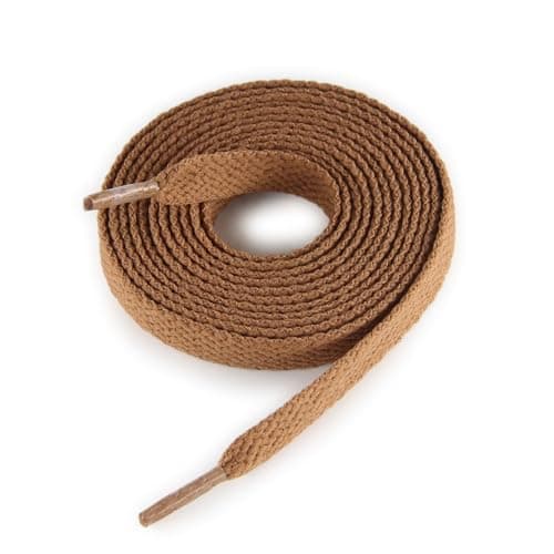 Image of CCSOFTIME Flat Tan Shoe Laces for Trainers Converse Air Force 1,Light Brown Replacement Sneaker Laces for Sport Shoes,Casual Shoe,Wide 8mm Laces for Men Women Kids Adult,(1Pair-Tan-130cm)