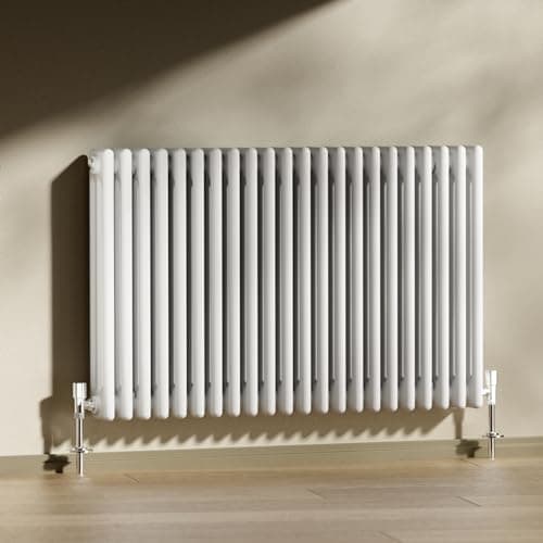 Image of Heilmetz Column Radiator Horizontal Double, 600x1010mm Traditional Cast Iron Style 2 Column Radiators White Central Heating Radiator