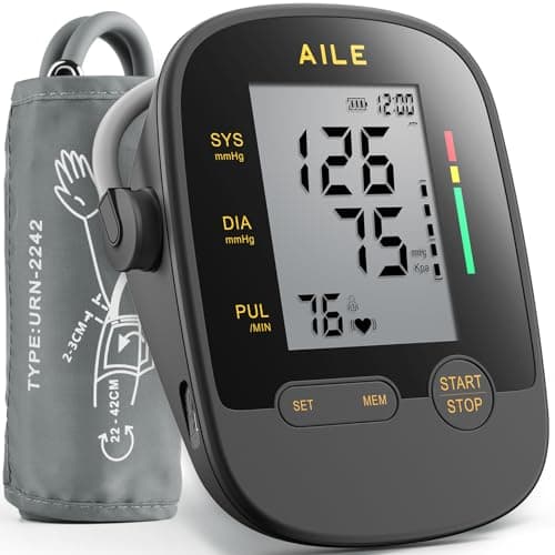 Image of AILE Blood Pressure Monitors, Blood Pressure Machine Upper Arm Large Cuff(8.7"-16.5"), High Automatic BP Monitor Blood Pressure for Home Use, Manual Arm BP Machine, 2 * 99 Memory (Black)