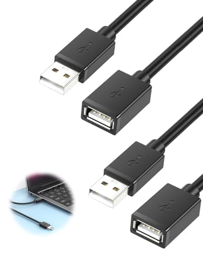Image of 2 PCS USB 2.0 Extension Cable 2M, USB A Male to A Female Cable Extension Lead High Speed Data Transfer 480Mbps Transfer Speed Compatible for Printer Scanner Camera Keyboard Card Reader Hard Drive
