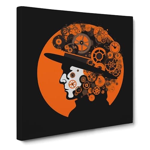 Image of Clockwork Orange Abstract Art | Canvas Wall Art Print | Framed Ready to Hang Picture | Modern Art for Living Room Bedroom Kitchen Home | 20x20 Inch