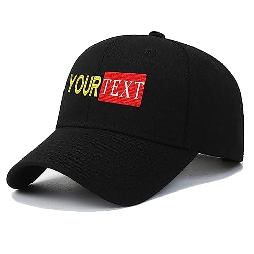 Image of Custom Embroidered Hat,Embroidered Cap, Personalized Adjustable Baseball Cap Add Your Text & Logo UK Black