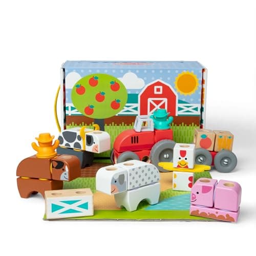 Image of Melissa & Doug Blockables Farm Snap And Play | Wooden Building Toys for Kids, 56 Pcs | Age 2-7 - FSC Certified